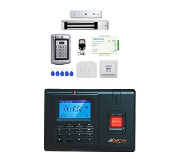 Attendance with door control - Attendance terminal wired to a lock, reader and exit button.